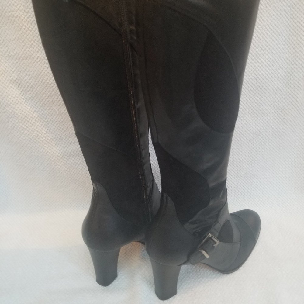 All leather new tall black winter boots